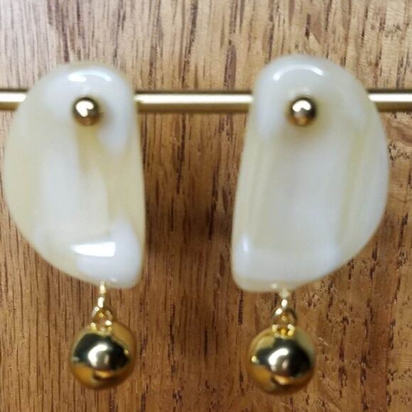 NWOT J Crew Acetate Stone Drop Earrings Ivory Gold tone Earrings - Picture 1 of 7